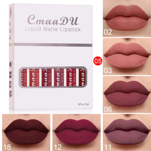 6 Boxes Of Matte Non-stick Cup Waterproof Lipstick Long Lasting Lip Gloss - Image 4