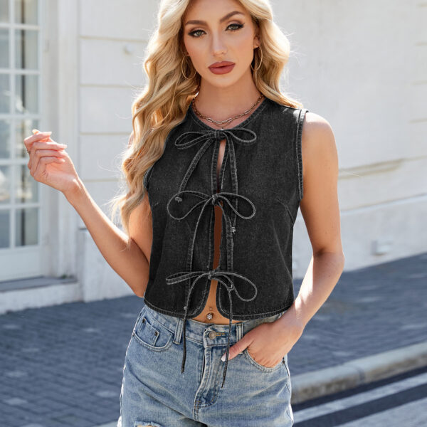 Women's Lace-up Waistcoat Vest Top - Image 2