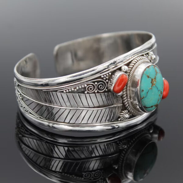 Fashion Jewelry Bohemian Style Turquoise Vintage Pattern Bracelet - Image 9