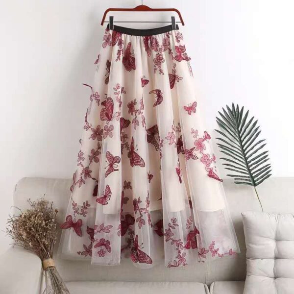 Embroidered Bow Lace Mesh Skirt Women's Mid-length - Image 6