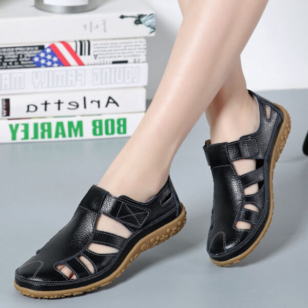 Summer Handmade Retro Soft Sole Leather Velcro Casual Women's Shoes