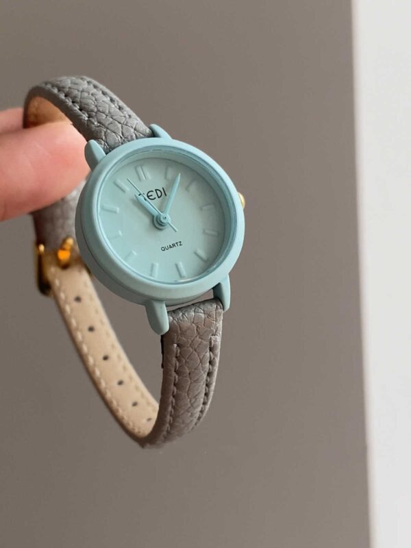 Gray Blue Round Small Dial Belt Women's Simple Fashion Watch - Image 2