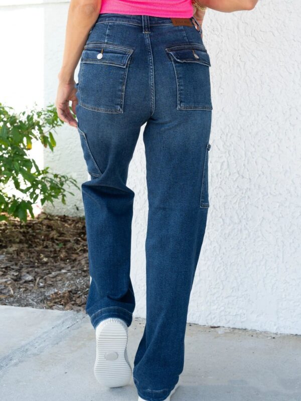 Multi-Pocket Workwear High Waist Wide Leg Jeans - Image 3