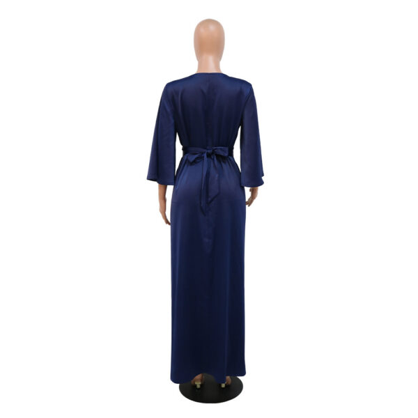 Muslim Leaves Pattern Rhinestone Belt Dubai Robe Gown - Image 4