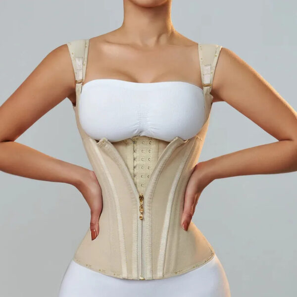 High Elastic Mesh Waist Seal Court Belly Contracting And Slimming Waistband Zipper Breasted Vintage Corset - Image 4