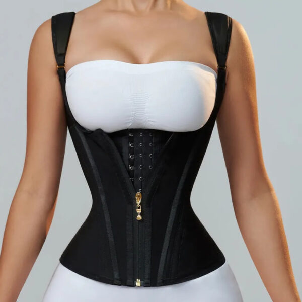 High Elastic Mesh Waist Seal Court Belly Contracting And Slimming Waistband Zipper Breasted Vintage Corset - Image 5