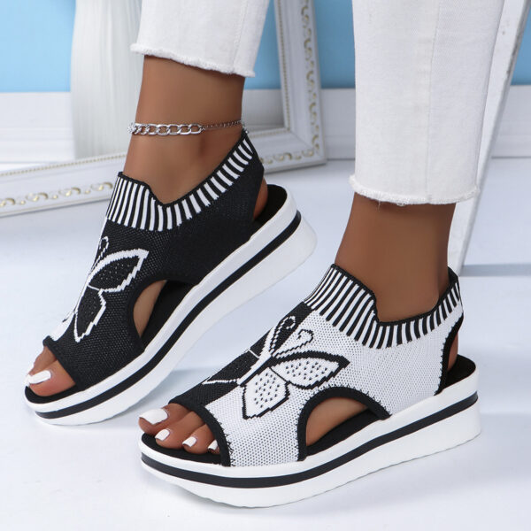 Summer Butterfly Print Sports Sandals Casual Breathable Flying Woven Flat Shoes For Women - Image 7