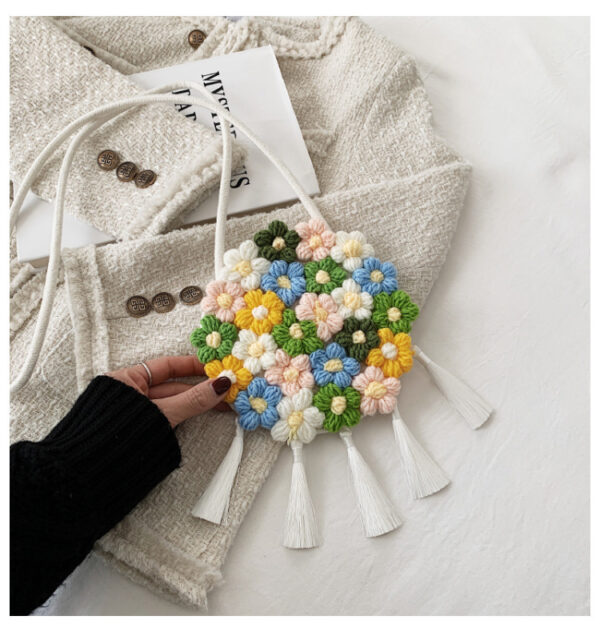 Ethnic Fluffy Bag For Women, 2025 New Fashion Trend, Floral Small Round Bag, Stylish And Versatile, Can Be Worn On One Shoulder Or Cross-body - Image 3