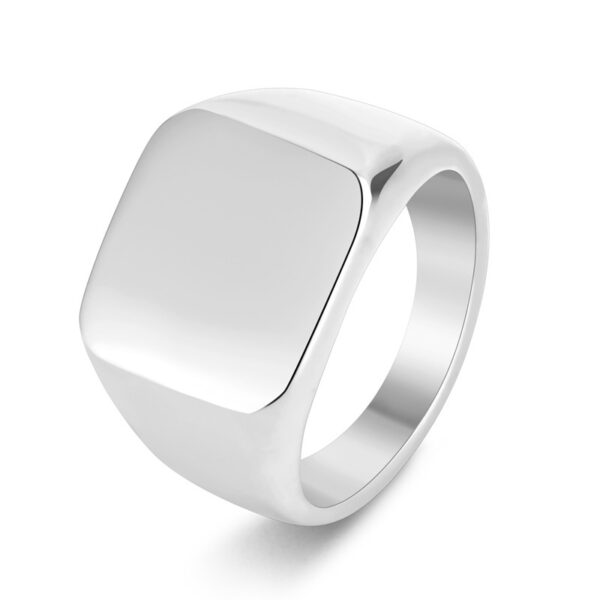 European And American Titanium Steel Square Glossy Ring For Men - Image 2