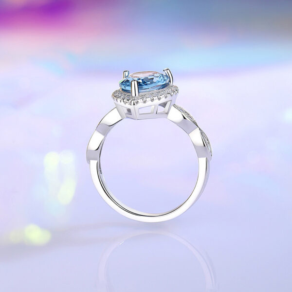 Colored Gems Ring Female S925 Sterling Silver Ocean Blue Temperament Commute - Image 5