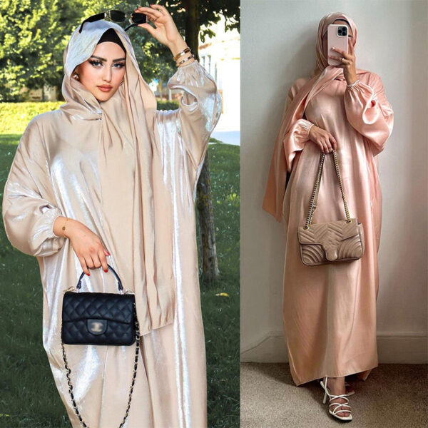 Middle East Dubai Muslim Robe Women's Clothing With Headscarf - Image 9