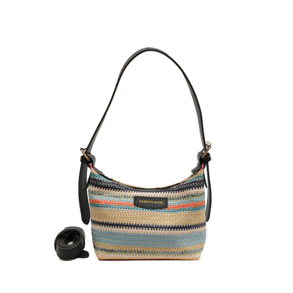 Fashion Color Contrast Woven Bag Women's Simple Shoulder Bag - Image 4