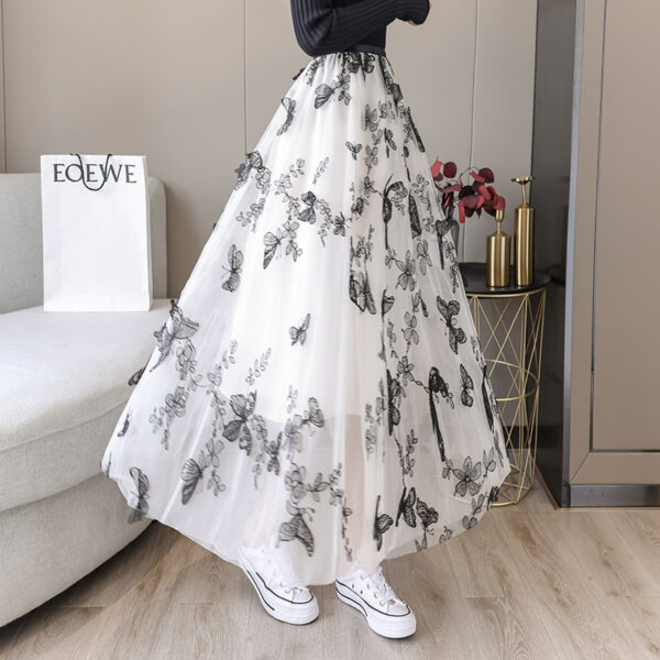 Embroidered Bow Lace Mesh Skirt Women's Mid-length - Image 4