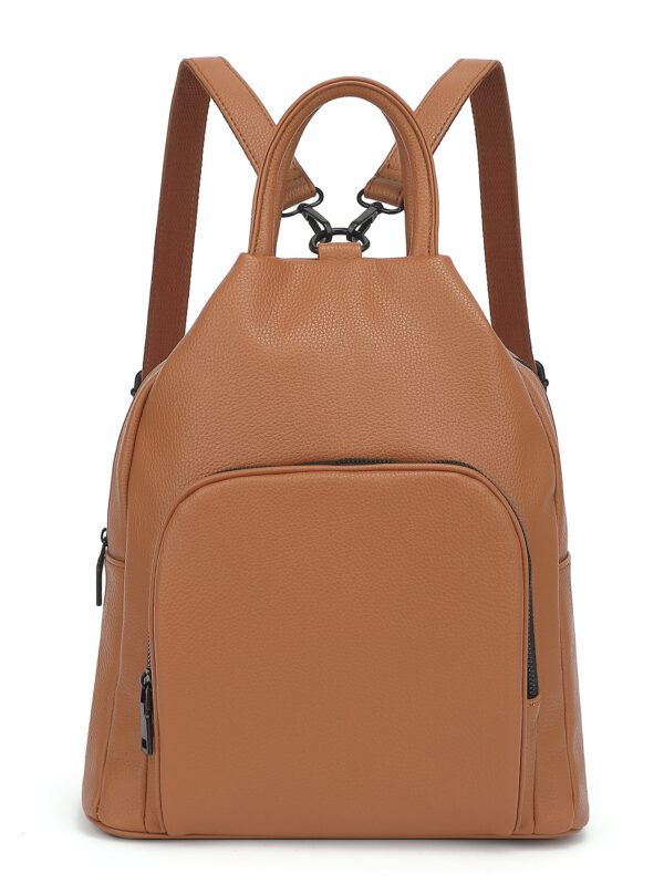 Pu Backpack Practical Soft Leather Zipper Handbag - Image 3