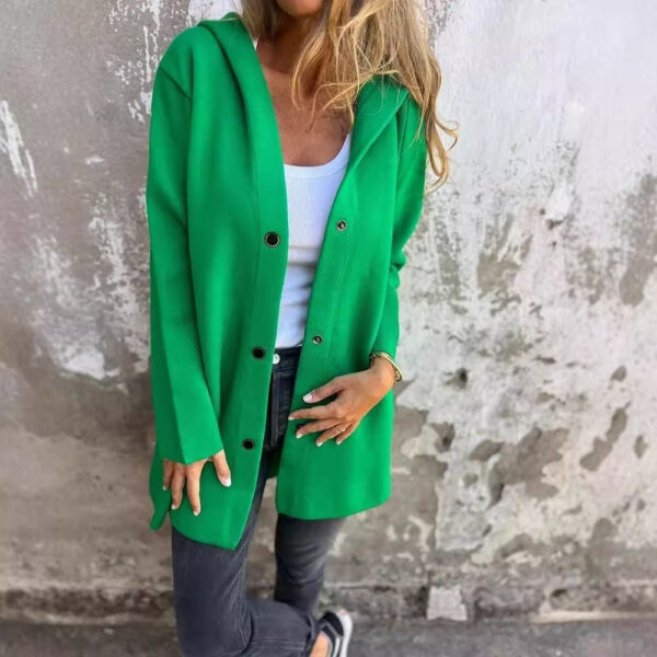 Casual Hooded Single-Breasted Cardigan Fashion Loose Solid Color Jacket Spring And Autumn Women's Clothing - Image 2