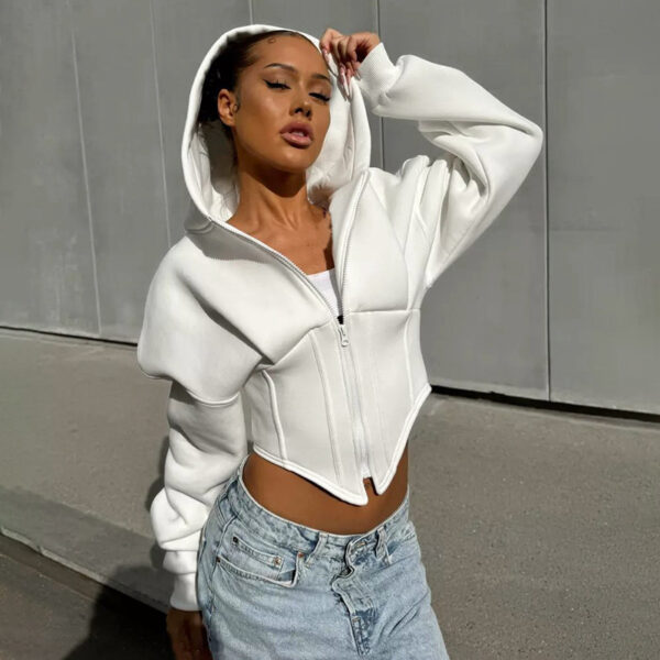 Zipper Hoodie Cardigan Y2K Ins Fashion Street Long Sleeve Corset Jacket Women Clothing - Image 6