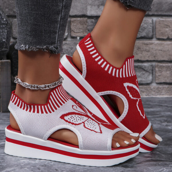 Summer Butterfly Print Sports Sandals Casual Breathable Flying Woven Flat Shoes For Women - Image 6