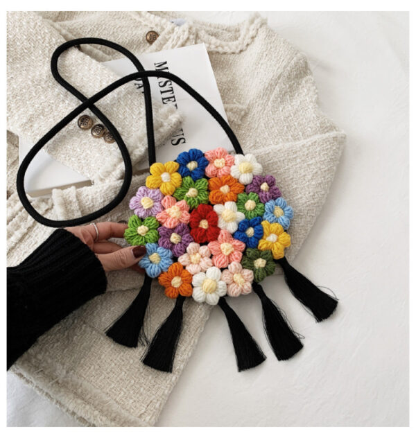 Ethnic Fluffy Bag For Women, 2025 New Fashion Trend, Floral Small Round Bag, Stylish And Versatile, Can Be Worn On One Shoulder Or Cross-body - Image 4