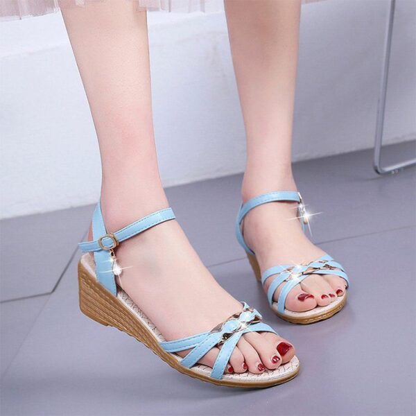 Fairy Style Peep Toe Sandals Women's Buckle Chunky Heel Shoes - Image 4