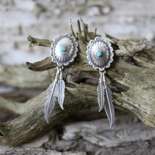 Creative Retro Feather Pendant Earrings