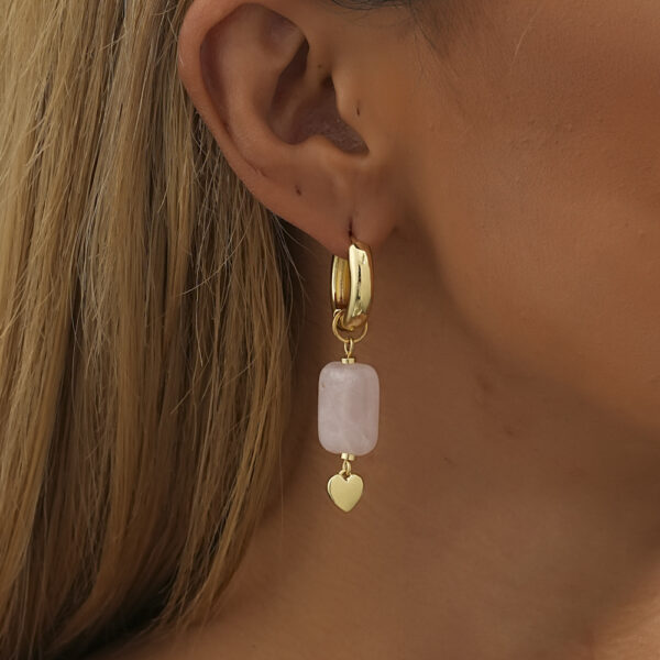 Personalized Natural Stone Heart Earrings Versatile Ladies - Image 4