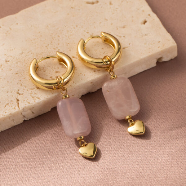 Personalized Natural Stone Heart Earrings Versatile Ladies - Image 3