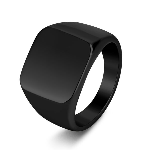 European And American Titanium Steel Square Glossy Ring For Men - Image 4