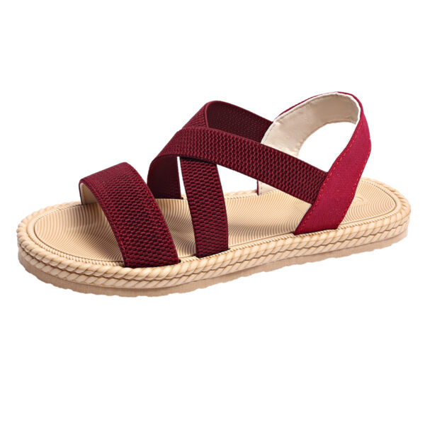 Women's Elastic Band Casual Student Plus Size Beach Roman Sandals - Image 5