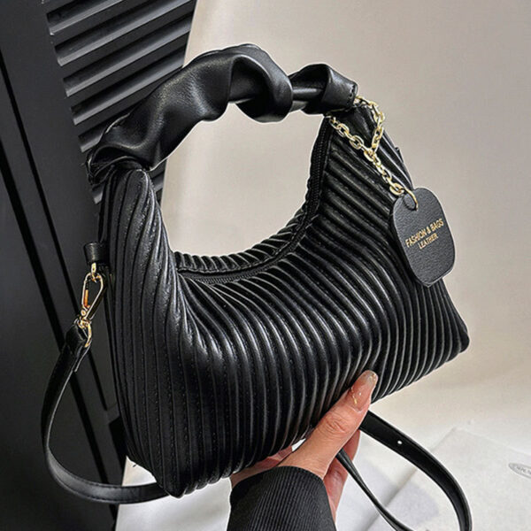 Vertical Striped Handbag Shoulder Messenger Bag - Image 7