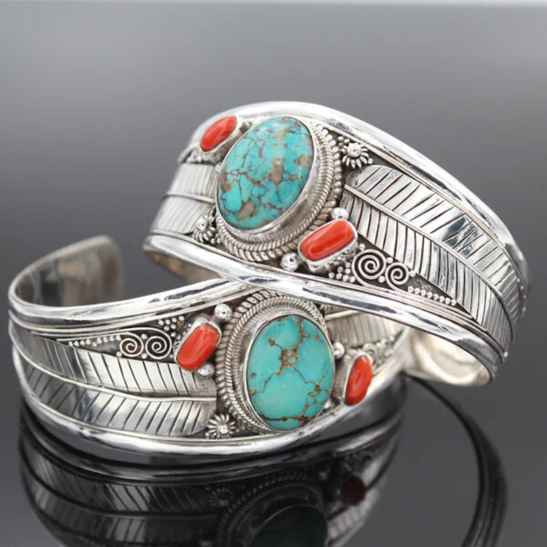 Fashion Jewelry Bohemian Style Turquoise Vintage Pattern Bracelet - Image 3