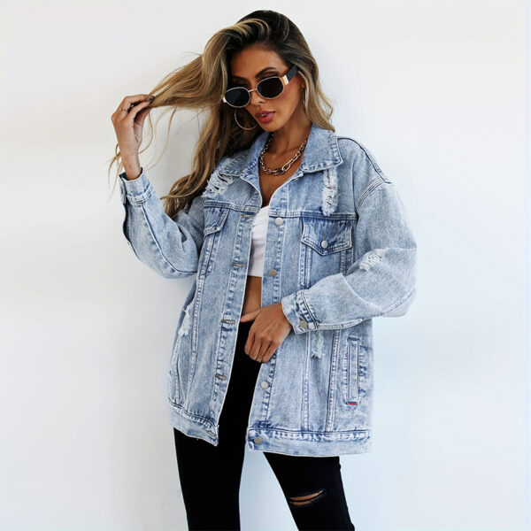 Fashion Denim Jacket Boyfriend-style Ripped Distressed - Image 4