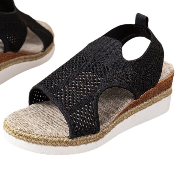 Peep Toe Flying Woven Sandals Women's Wedge Heel - Image 2