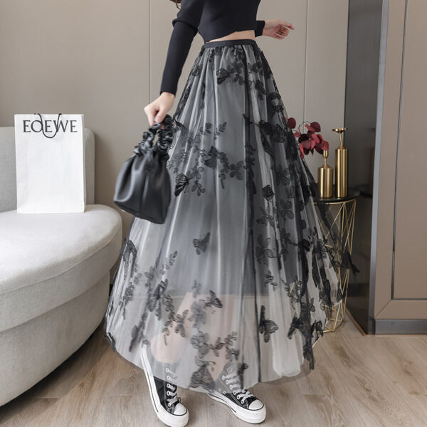 Embroidered Bow Lace Mesh Skirt Women's Mid-length - Image 8