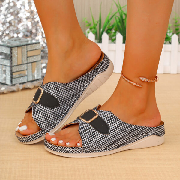 Summer Buckle Wedges Sandals Peep-toe Platform Slippers Women's Thick-soled Beach Shoes - Image 8