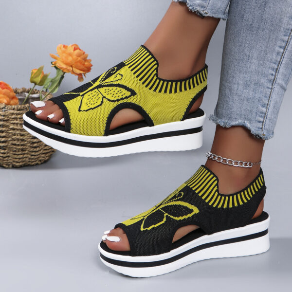 Summer Butterfly Print Sports Sandals Casual Breathable Flying Woven Flat Shoes For Women - Image 4