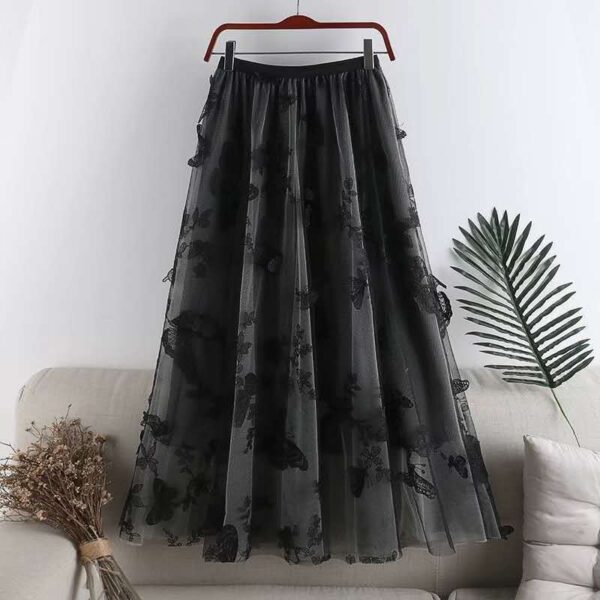 Embroidered Bow Lace Mesh Skirt Women's Mid-length - Image 7