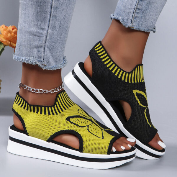 Summer Butterfly Print Sports Sandals Casual Breathable Flying Woven Flat Shoes For Women - Image 2