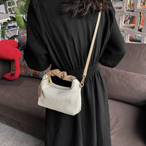 Vertical Striped Handbag Shoulder Messenger Bag - Image 9