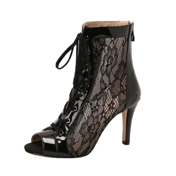 Mesh Patent Leather Sandal Boots Plus Size Reverse String Fake Niang Nightclub Bar - Image 4