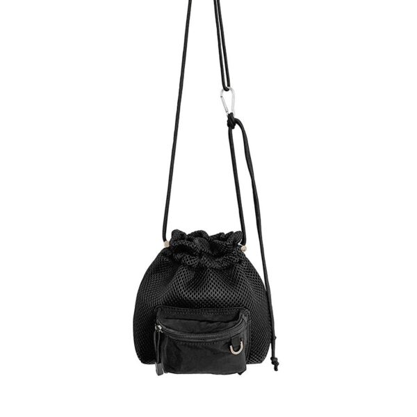 Small Mesh Drawstring Bucket Bag Fashion Cute Messenger Shoulder Bags For Women - Image 8