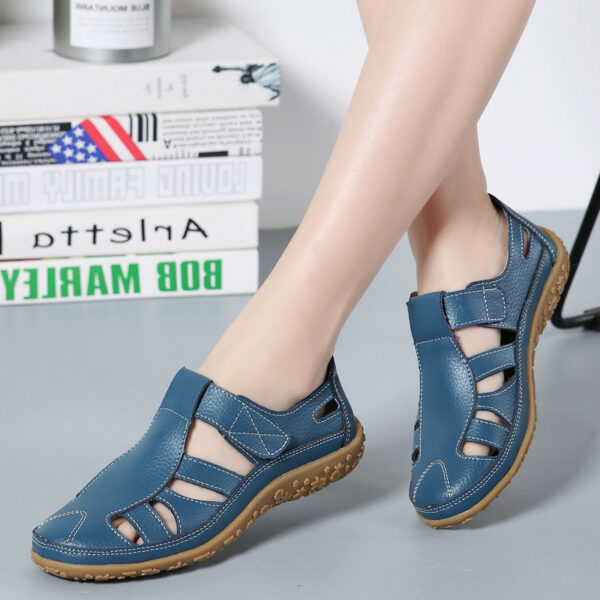 Summer Handmade Retro Soft Sole Leather Velcro Casual Women's Shoes - Image 8