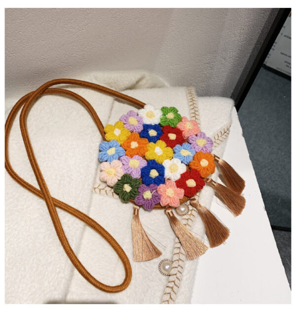 Ethnic Fluffy Bag For Women, 2025 New Fashion Trend, Floral Small Round Bag, Stylish And Versatile, Can Be Worn On One Shoulder Or Cross-body - Image 9