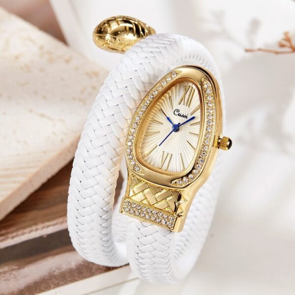 Snake Watch Fashion Quartz Watch Diamond Leather Strap - Image 2